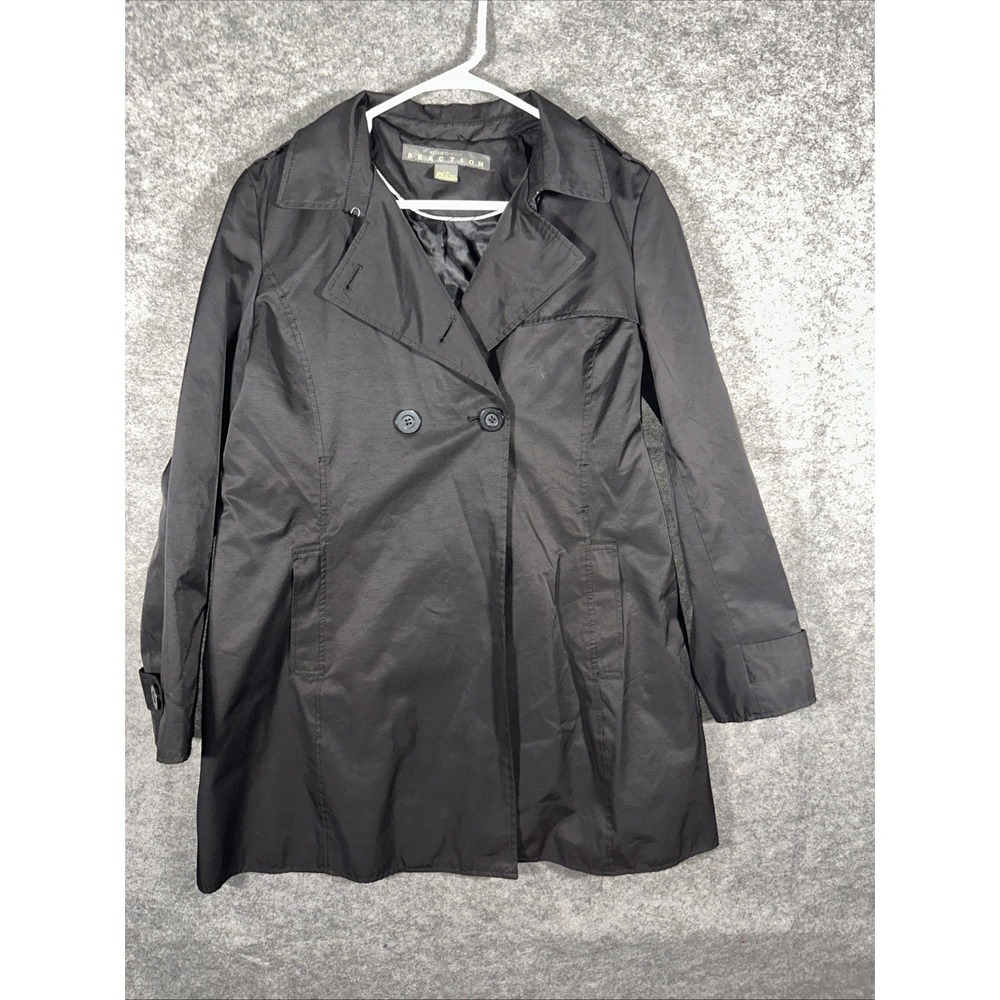Kenneth Cole Reaction Women's‎ Overcoat Jacket Size Large Black No Belt